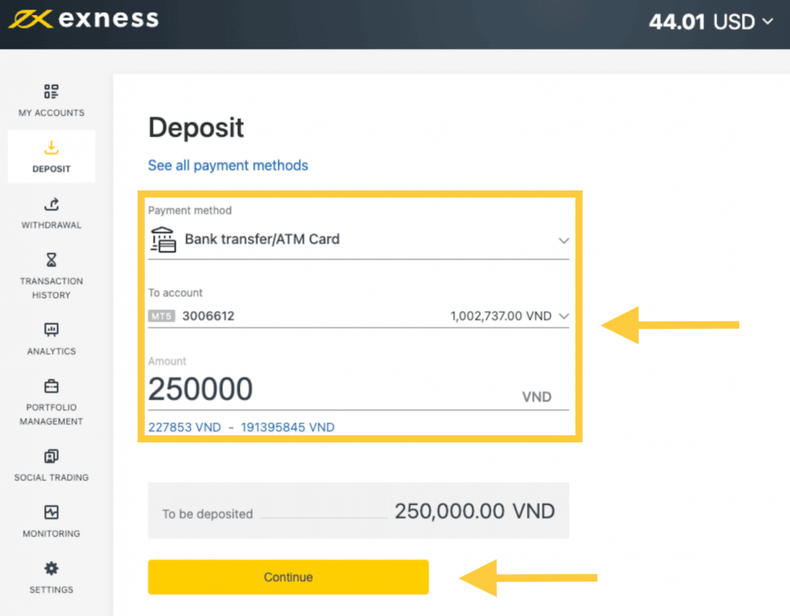 Deposit and Withdrawal on Exness using Bank Transfers/ATM cards in Vietnam Deposit and Withdrawal on Exness using Bank Transfers/ATM cards in Vietnam