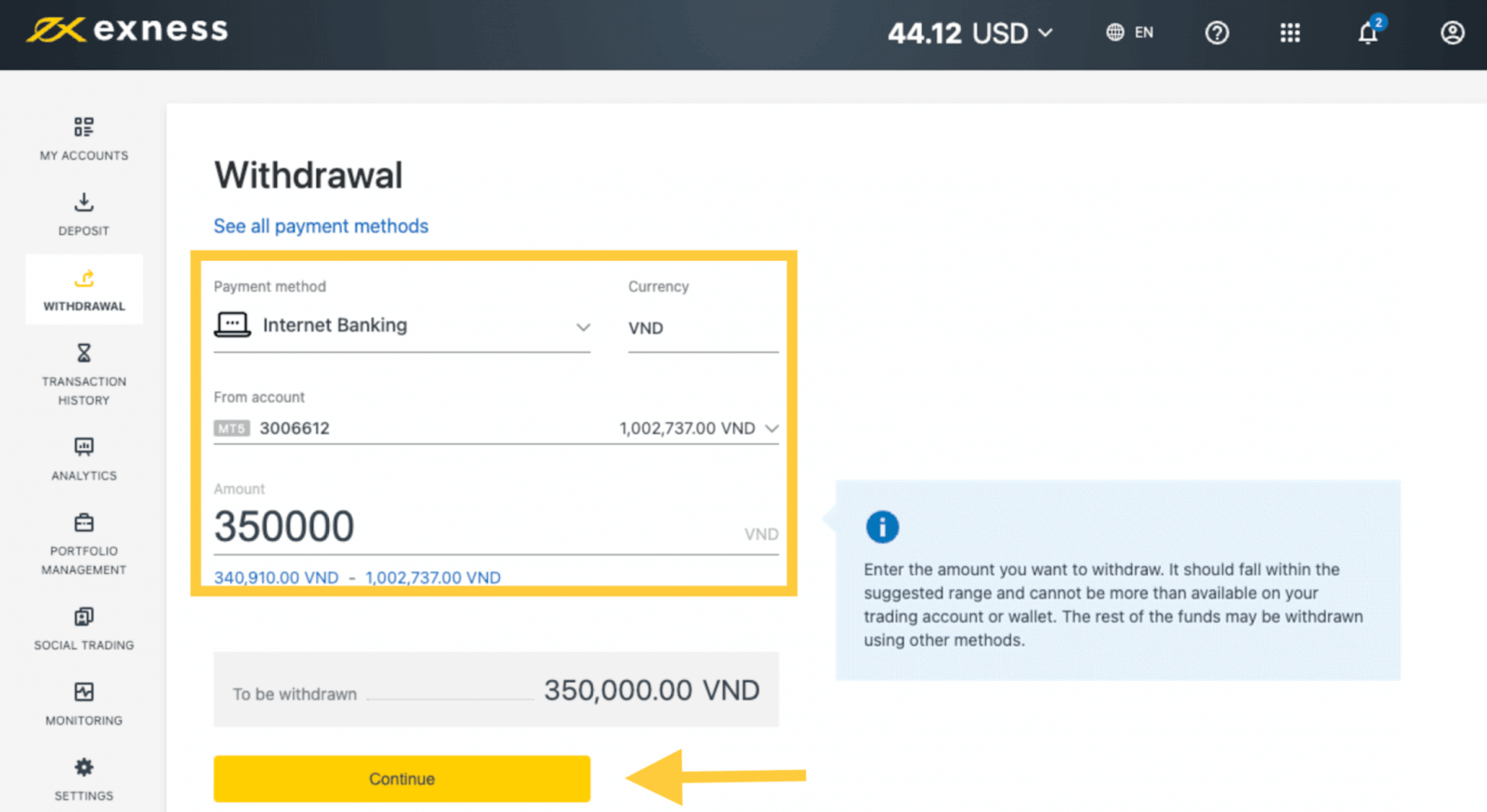Deposit and Withdrawal on Exness using Bank Transfers/ATM cards in Vietnam Deposit and Withdrawal on Exness using Bank Transfers/ATM cards in Vietnam