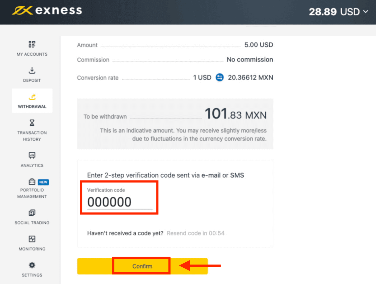 Exness Depósito y Retiro de Dinero en México