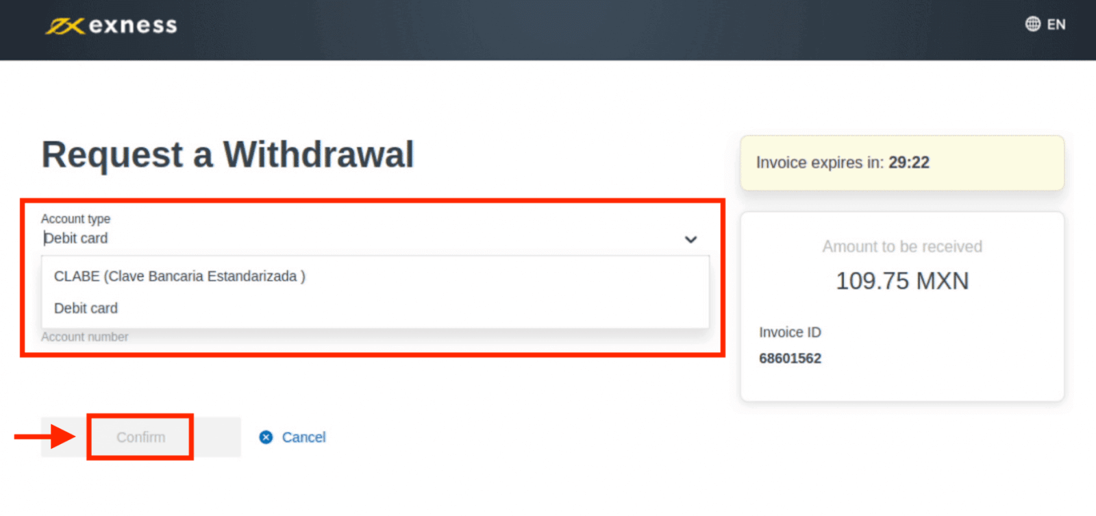 Exness Depósito y Retiro de Dinero en México