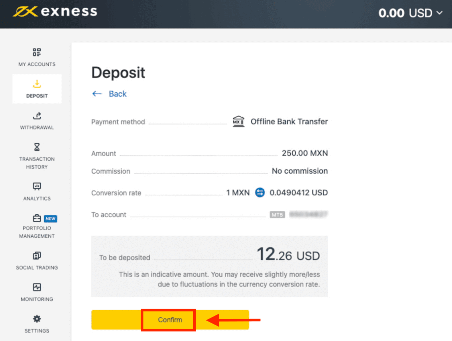 Exness Depósito y Retiro de Dinero en México