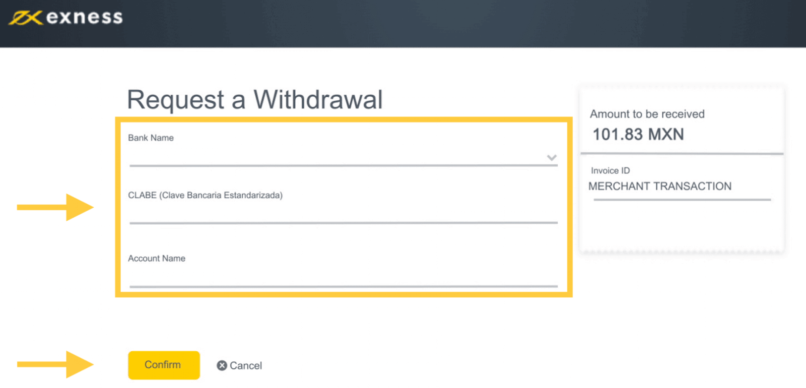 Exness Depósito y Retiro de Dinero en México