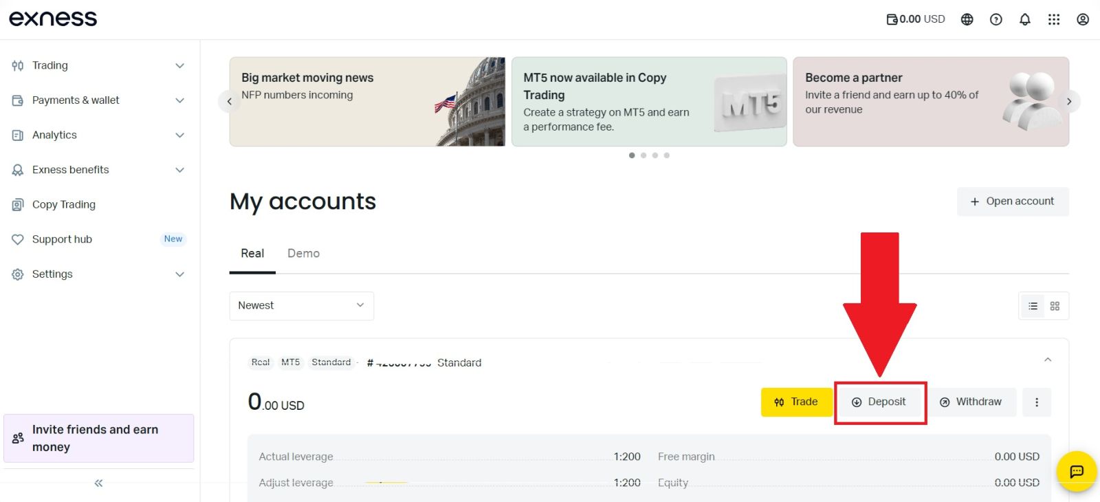 Hoe om geld op Exness in 2026 te deponeer: depositometodes, fooie en verwerkingstyd