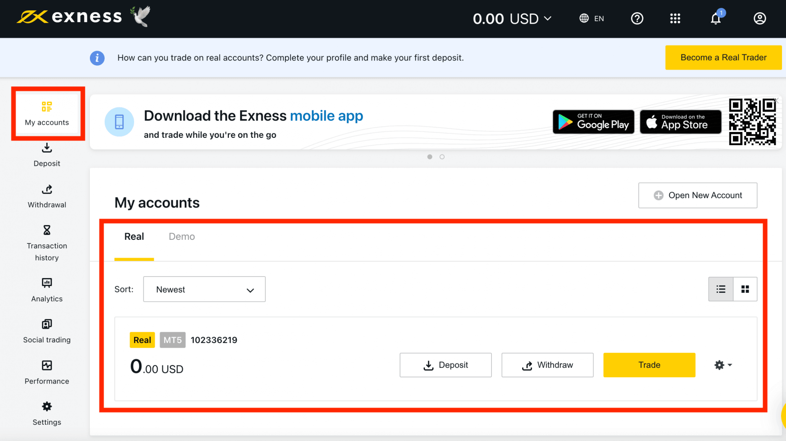 Exness-de demo hasaby nädip açmaly Exness-de demo hasaby nädip açmaly
